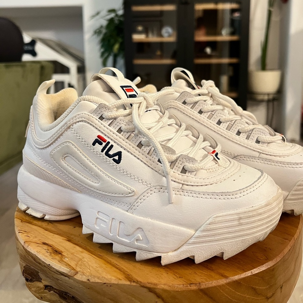 White platform fila shoe